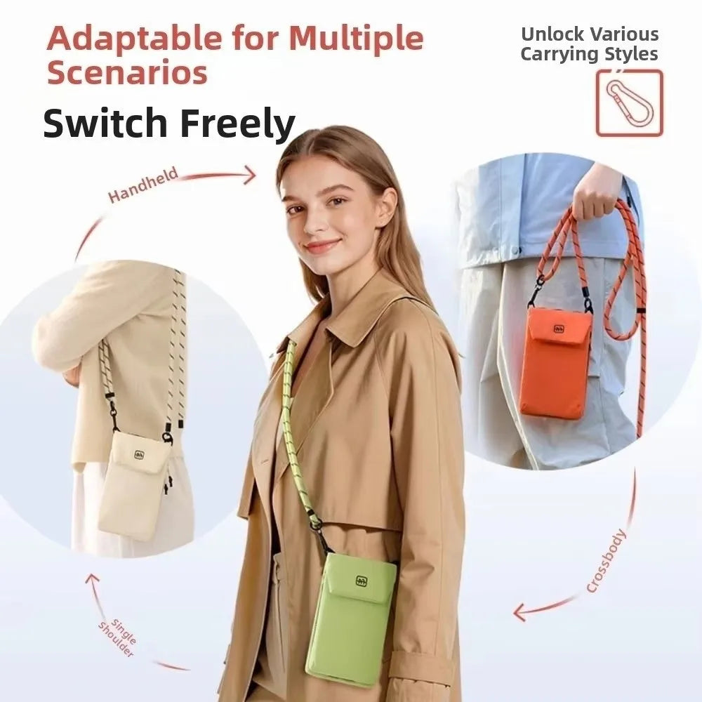 Nylon Mobile Phone Bag Waterproof Vertical Storage Crossbody Bag Zipper Closure Lightweight Phone Purse Women's Use Oasis Select