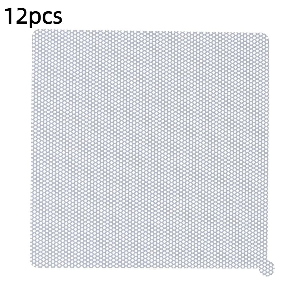 12pcs Mesh Floor Drain Sticker Waterproof Anti-Clogging Drain Hair Catcher Removable Floor Drain Patch Bathroom Oasis Select --Square