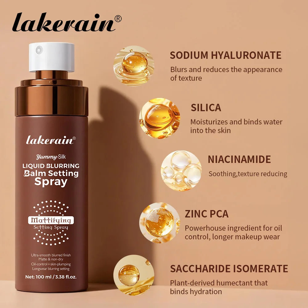 Lakerain Liquid Blurring Balm Setting Spray Long Lasting Moisturizing Repairing Oil Control Matte Blurred Finish Setting Spray Oasis Select