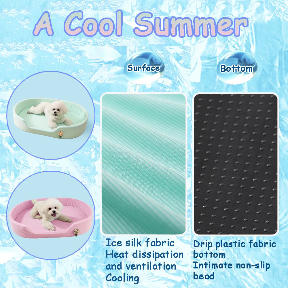 Summer Ice Silk Cool and Breathable Pet House, All-season, Detachable and Washable Dog House, Pet Ice Pad and Dog Bed Oasis Select