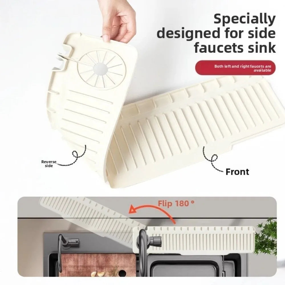 Silicone Sink Splash Pad Large Size Single Side Faucet Drip Mat Non-Slip Countertop Protector Water Catcher Mat for Kitchen Sink Oasis Select