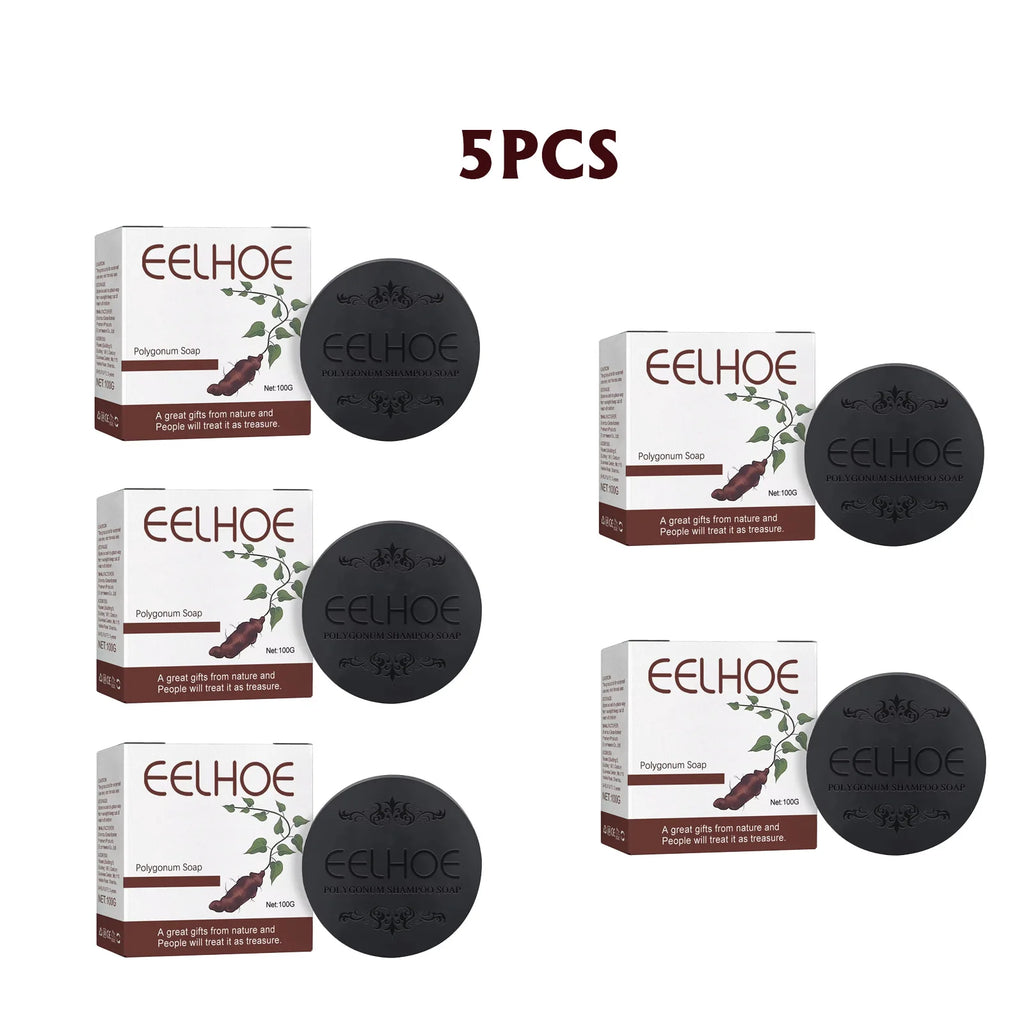 EELHOE Polygonum Multiflorum Shampoo Soaps Deep Cleaning Hair Moisturizing Care Cover Gray Hair Dye Ginseng Extract Shampoo Soap Oasis Select 5pcs
