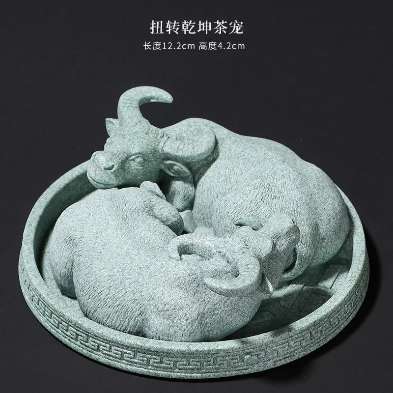 Fortune Comes Creative Pixiu Tea Pet Chinese Style Auspicious Beast Ornament Tea Set Accessory Home Decoration Display Gift Oasis Select the Tide Tea Pet