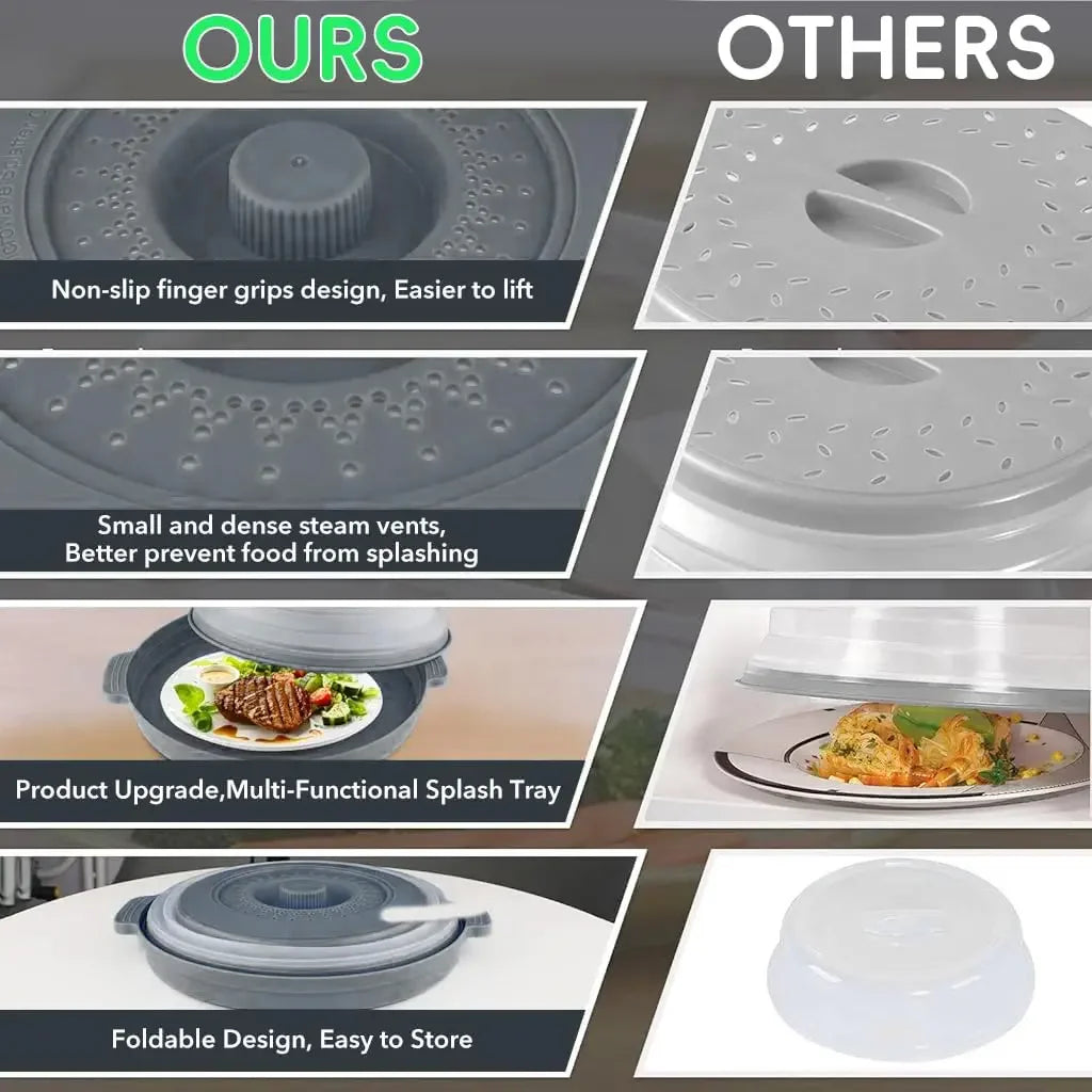 10.2 Inch Microwave Plate Cover 2 in 1 Cover As Splatter Guard Collapsible Lid for Plate Dish Bowl Multi-Purpose Kitchen Gadget Oasis Select