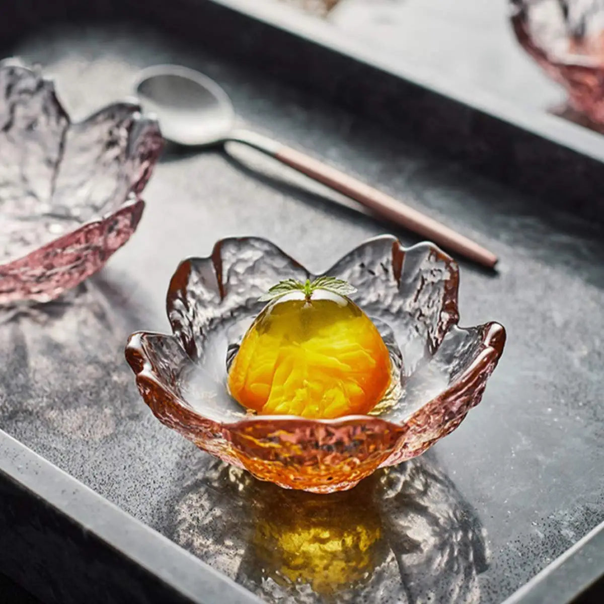 Pink Glass Bowls Set of 3/6, Small Dip Bowls Sauce Plates - Japanese Sakura Flower Cherry Blossom Shaped Bowl for Dessert Oasis Select
