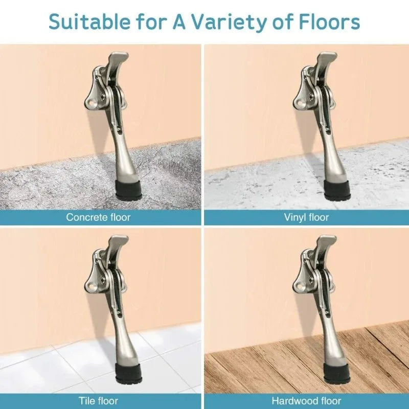Zinc Alloy Foot-Operated Door Stopper Automatic Kickdown Door Hold Opener Punch-Free Windproof Door Stop for Home Hardware Oasis Select