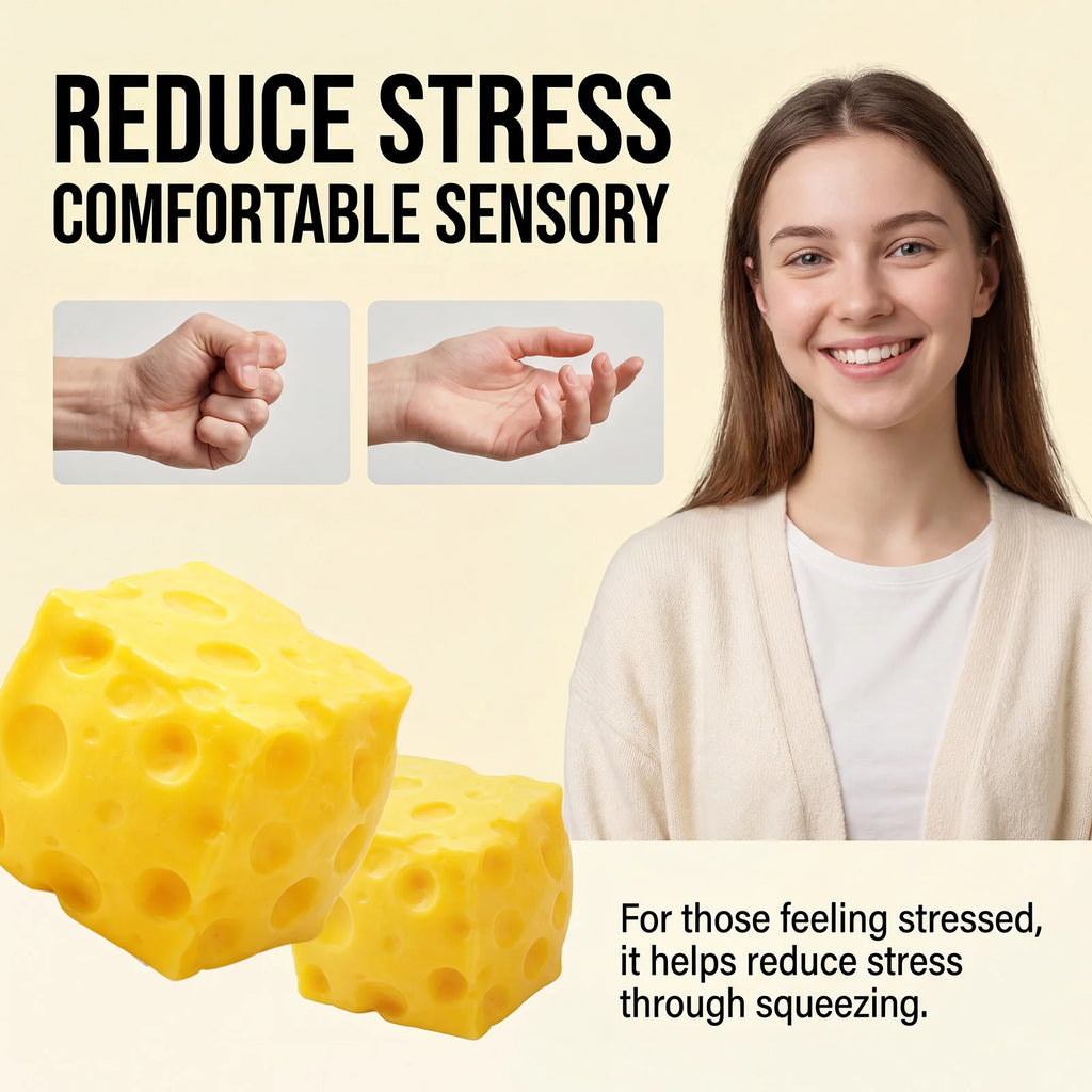 Yellow Cheese Squeeze Toy Realistic Design Soft and Resilient Small and Portable Stress Relief Toy Party Gift Oasis Select