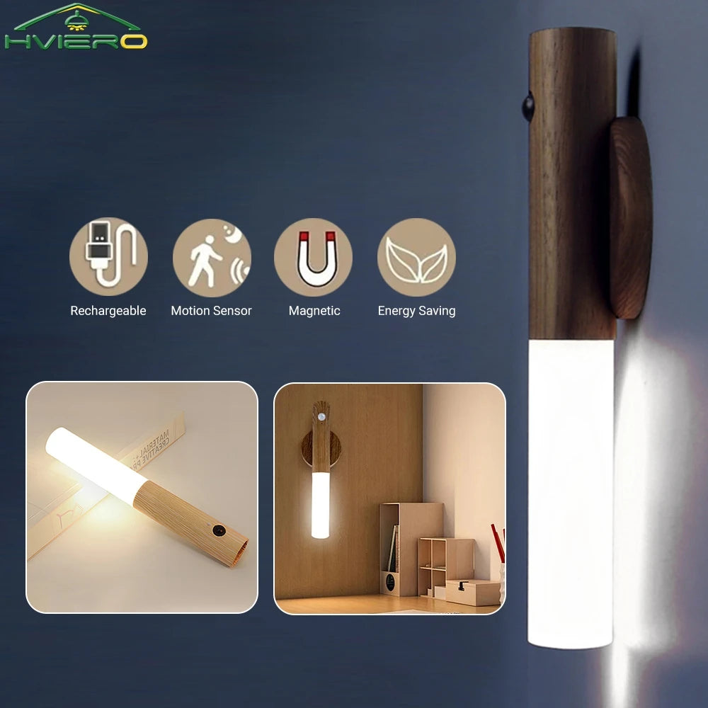 HVIERO Motion Sensor LED Night Light | USB Rechargeable Wall Lamp