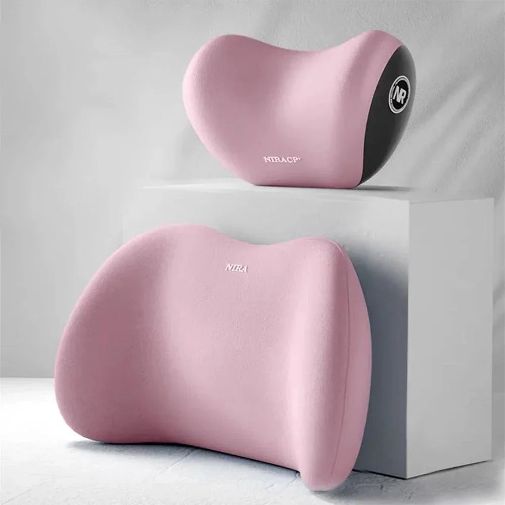 Car Pillow Headrest Neck Pillow Memory Foam Cervical Lumbar Support Car Headrest Back Pad Back Pillow Office Car Interior Acces Oasis Select Pink Suit