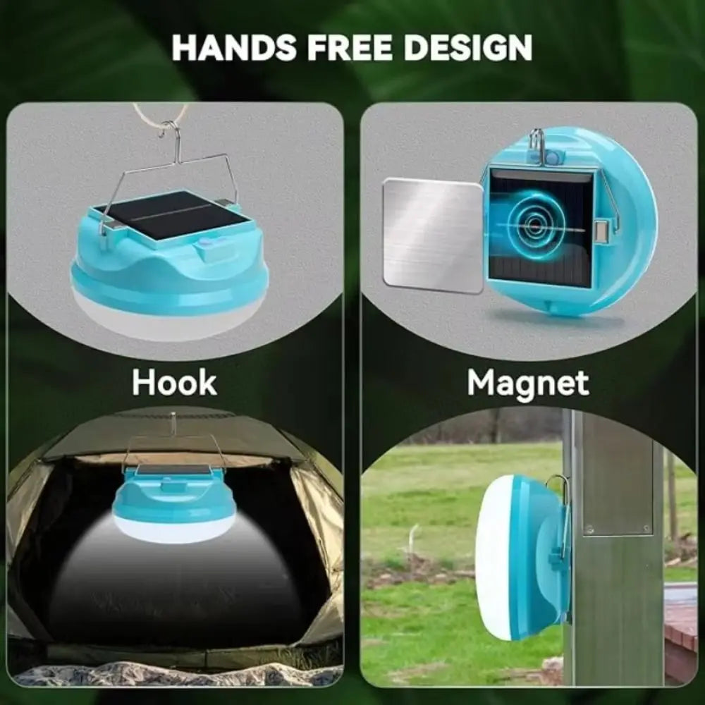 Solar LED Camping Light | 3 Modes, Waterproof & Portable Hook