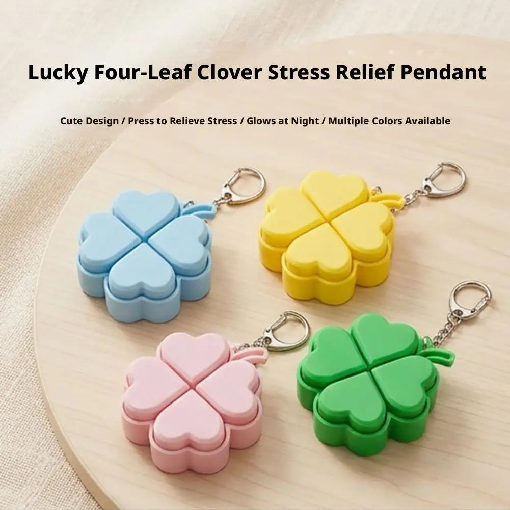 Lucky Clover Fidget Keychain Glowing Stress Relief Bag Charm Creative Glowing Four-leaf Clover Big Pendant Gift Oasis Select