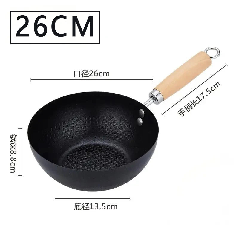 Cast Iron Wok Non-Stick Flat Bottom Fry Pan 26cm | CHANSUNRUN Cast Iron Wok Oasis Select 26cm