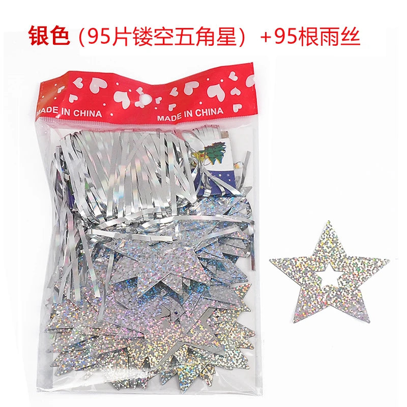 100pcs Gold Silver Paper Garland Star String Banners Kids Wall Backdrop Decorations Baby Shower Bright Home DIY Decor Supplies Oasis Select SL 1 bag
