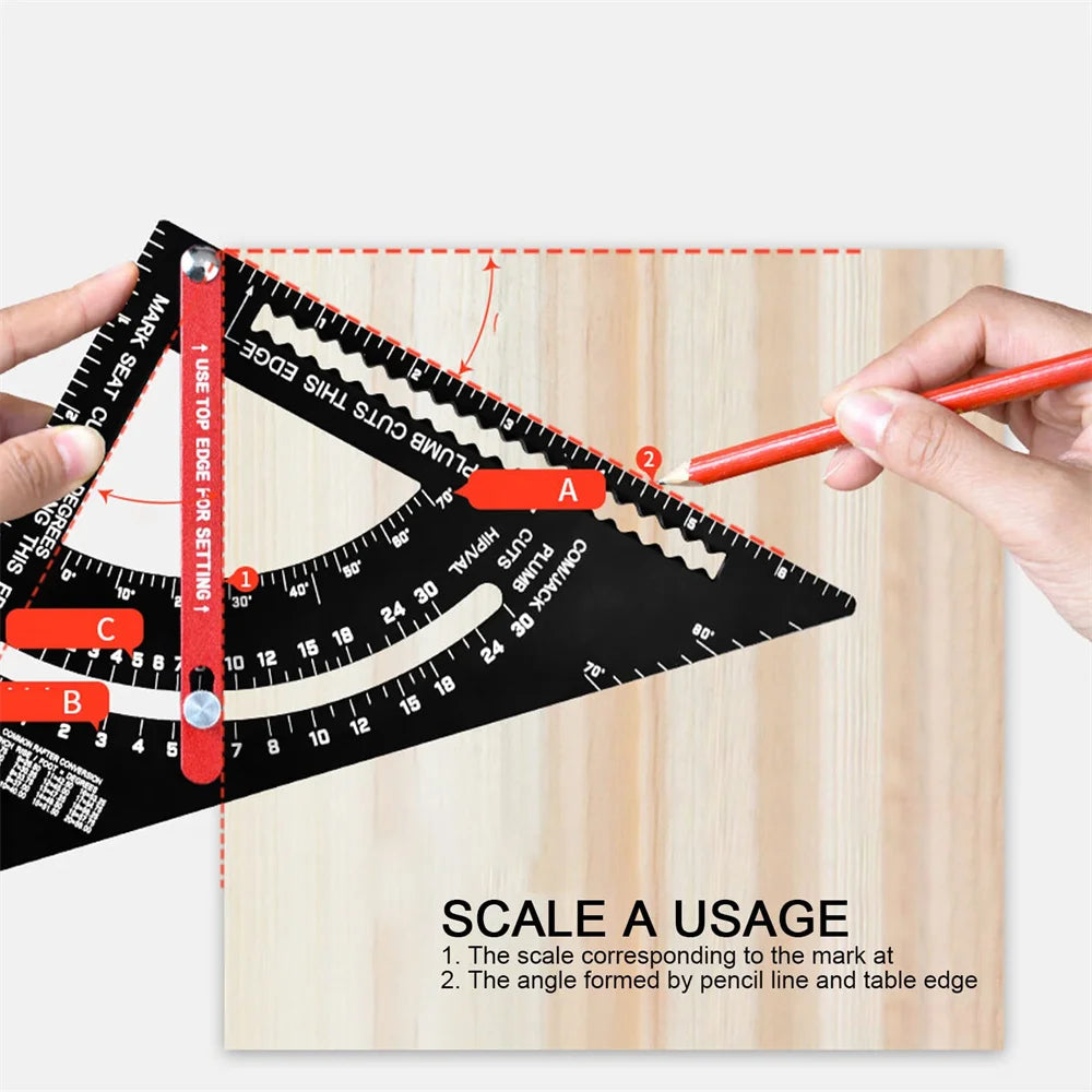 7 Inch Carpentry Triangle Ruler Adjustable Multi Function Carpenter Layout Square Woodworking Tools Square Measuring Ruler Oasis Select
