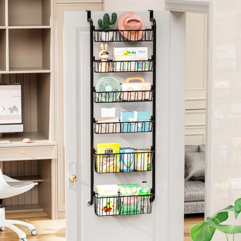 Hanging basket rack behind the door Household multi-layer non-punching storage basket Kitchen bathroom sundries basket Oasis Select