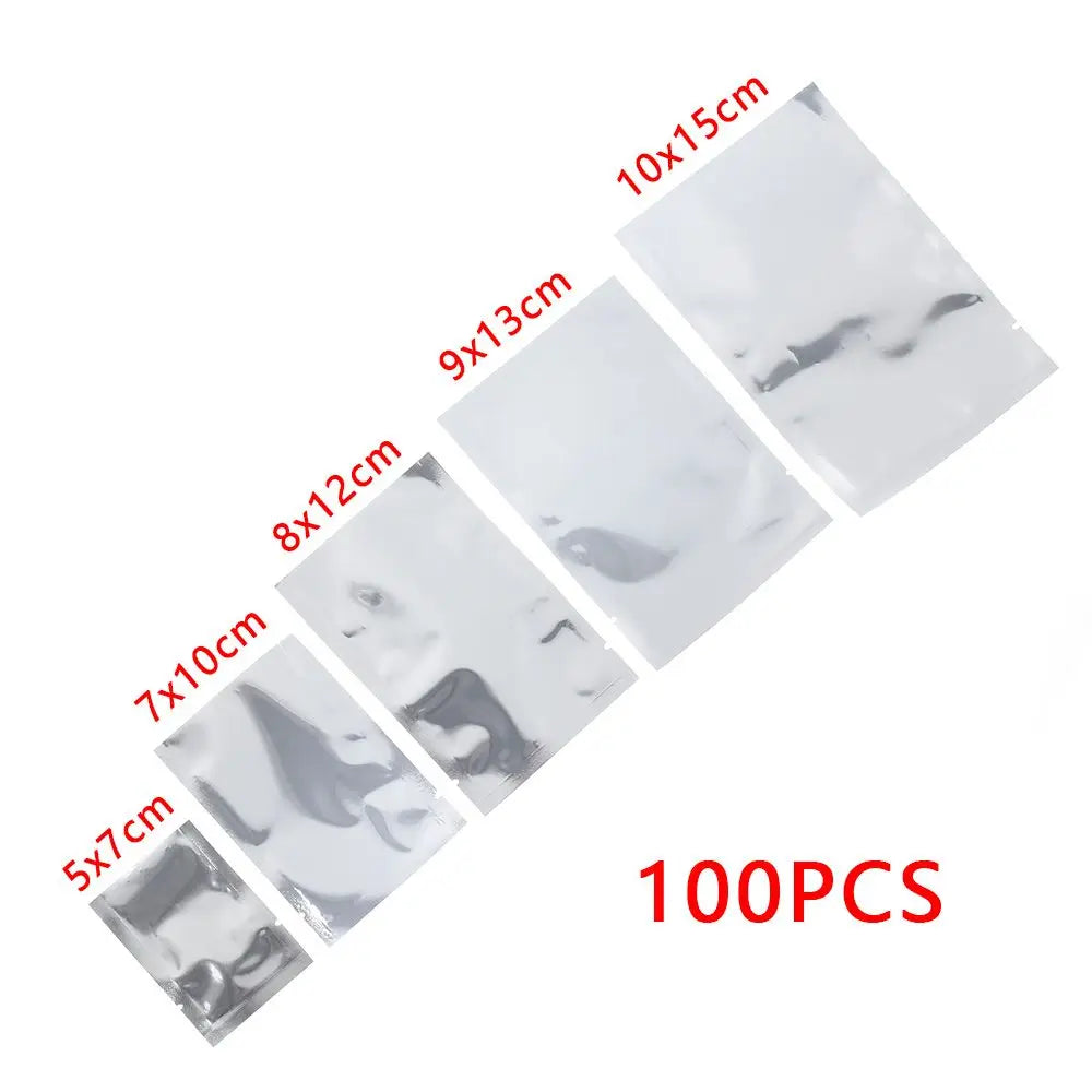 100Pcs Vacuum Seal Bags Aluminium Foil Bags Waterproof Storage Pouches Food Grade Vacuum Sealer Saran Wrap Kitchen Supplies Oasis Select