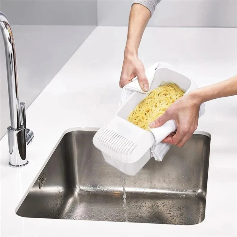 Microwave Noodles Pasta Cooker with Strainer Eco-Friendly Plastic Spaghetti Vegetable Steamer Dishwasher Kitchen Accessories Oasis Select