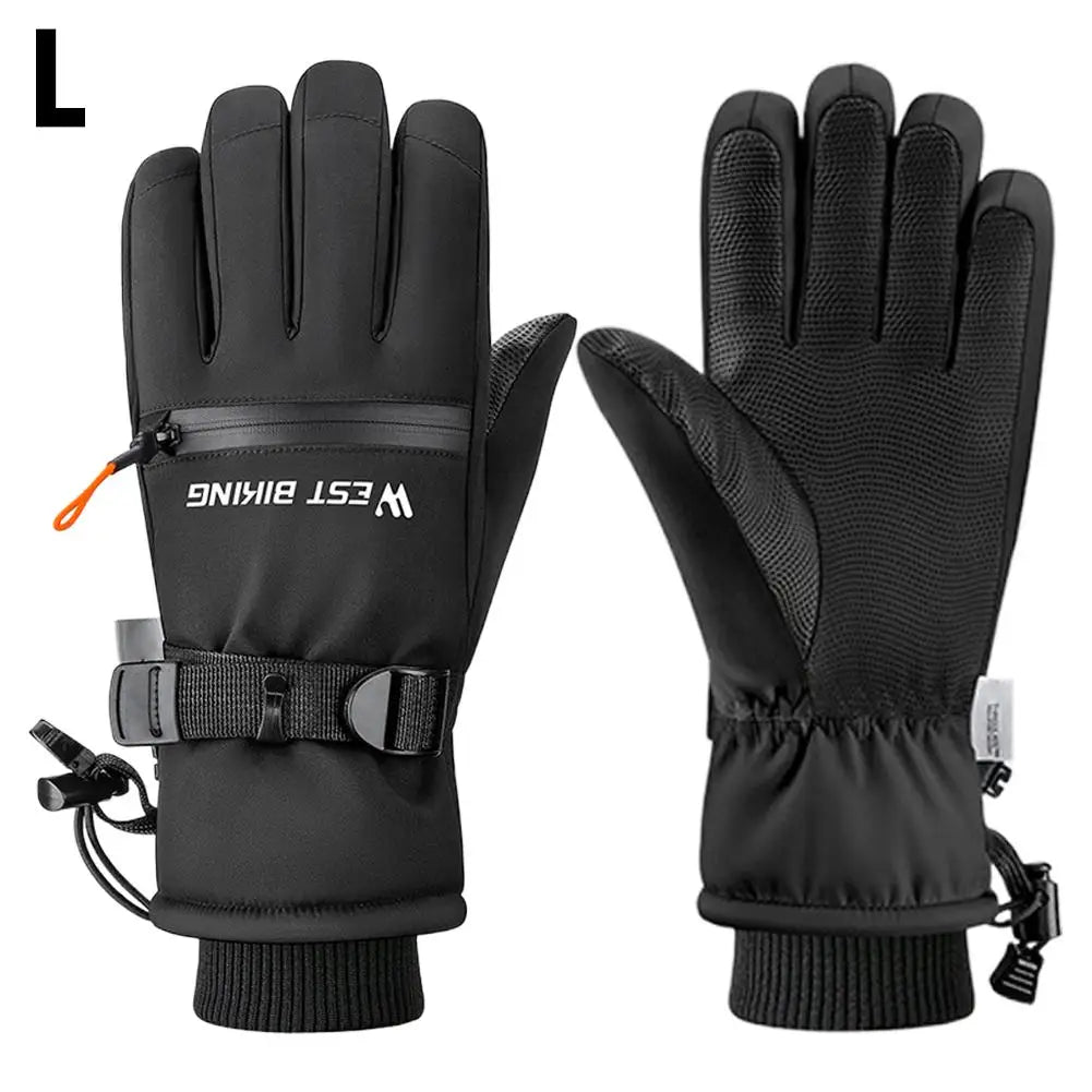 Winter ski gloves for men and women waterproof windproof warmth thickened anti-slip touch screen riding driving gloves Oasis Select Black L