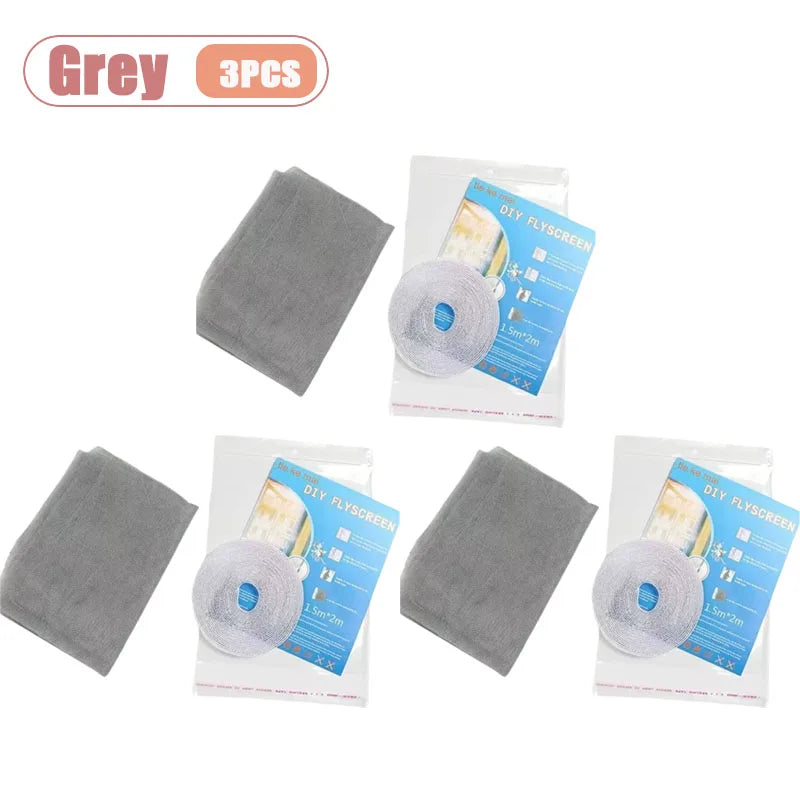1-10PCS Thickened Polyester Mosquito Net Screen Self Adhesive with Velcro Simple Invisible Window Screen for Home Oasis Select Grey-3PCS 150X200CM