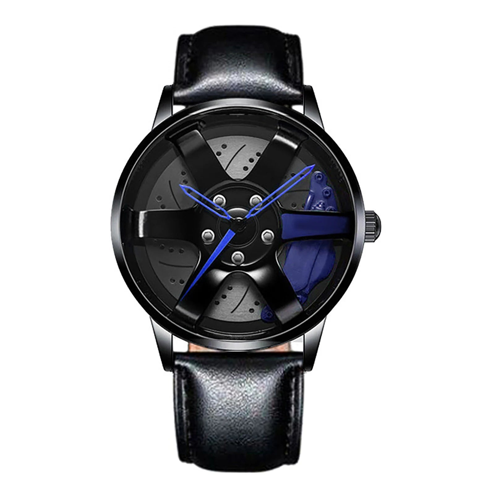 Men's Car Rim Quartz Watch – Leather Strap Round Dial