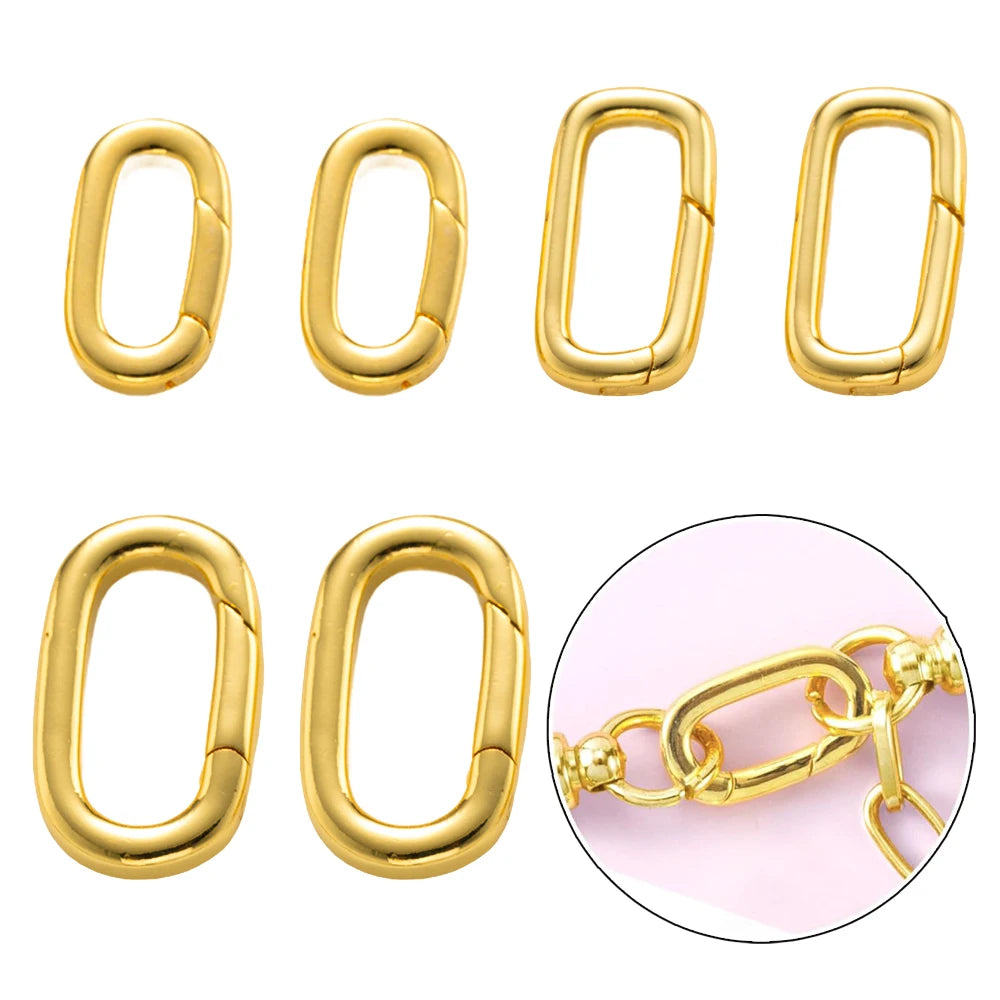 2pcs 14K18K Gold Filled Oval Clasp Spring Claps Connector Carabiner Keychain for DIY Jewelry Finding Necklace Bracelet Making Oasis Select