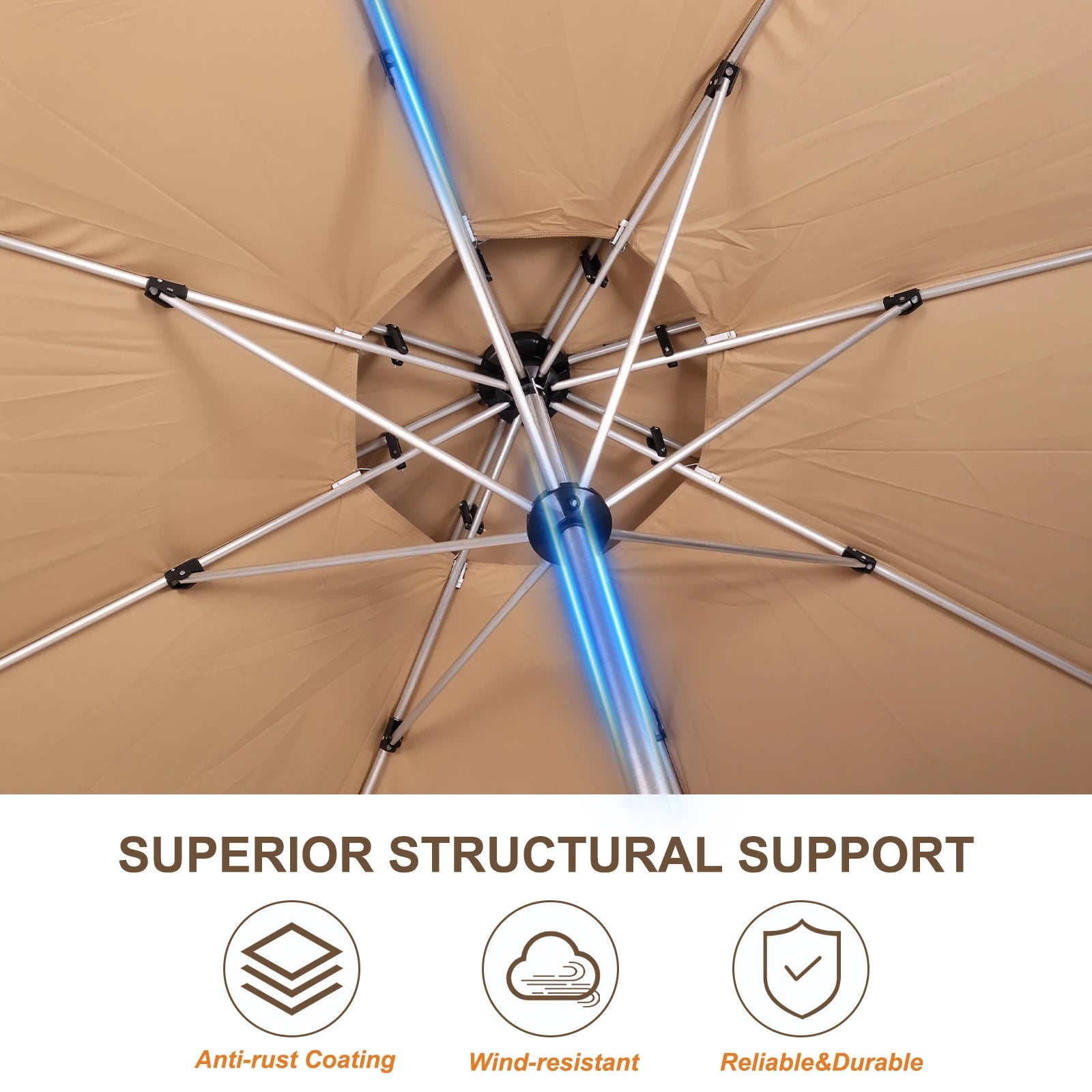 Outdoor Patio Umbrella 8 Ribs Outdoor Table Umbrella UV Protection Outdoor Table Umbrella Market Umbrella for Garden Deck Backya Oasis Select