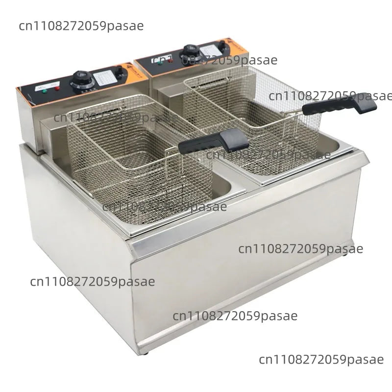 Double Burner Commercial Deep Fryer – Dual 17L Tanks & Temp Control