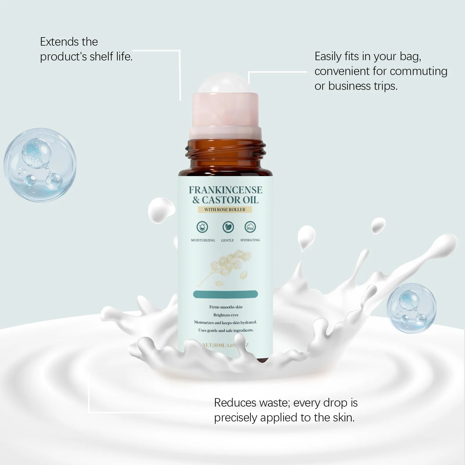 Frankincense Castor Oil Rollerball Deep Nourishing Hydrating Soothes Dry Sensitive Skin Non Sticky Facial and Body Care Oils Oasis Select