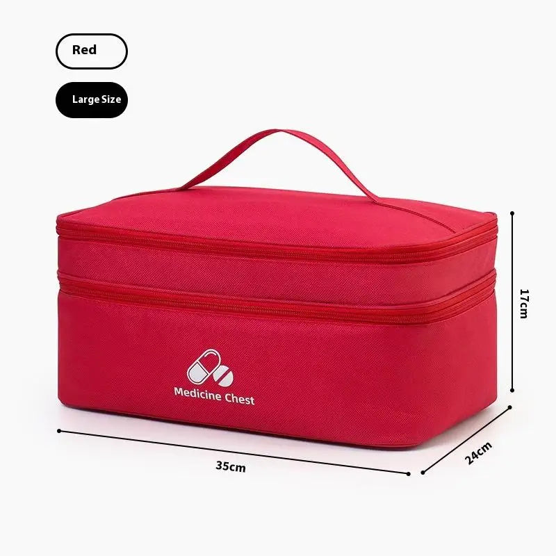 Home Travel First Aid Kit Double Layer Classification Storage Drug Sorting Bag Oxford Cloth Epidemic Prevention Pouch Oasis Select L Red