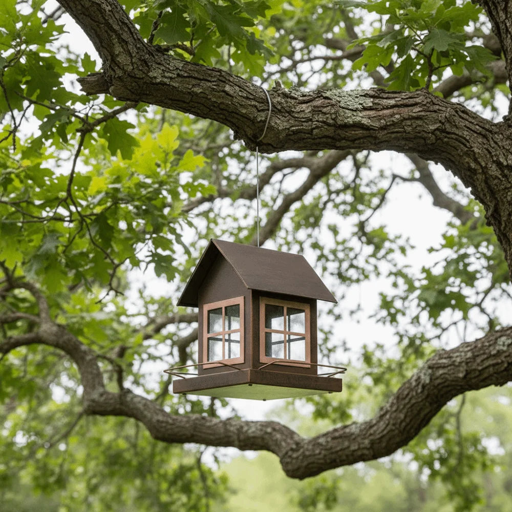House-Shape Hanging Bird Feeder | Large Capacity Metal Garden