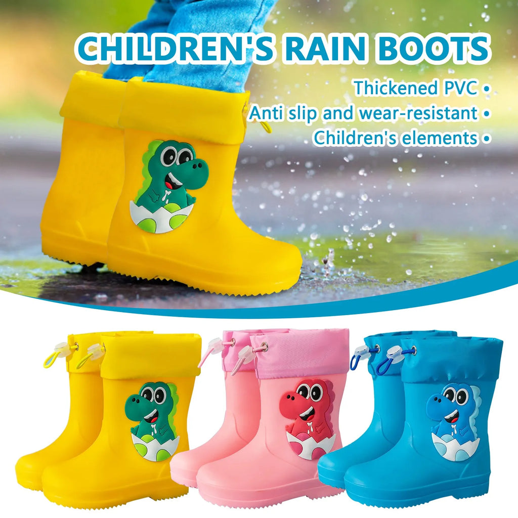 Kids Girl Boy Rain Boots Waterproof Toddler Rainboots Children's Shoes Rubber Boots Kids Baby Cartoon Dinosaur Water Shoes Boots Oasis Select