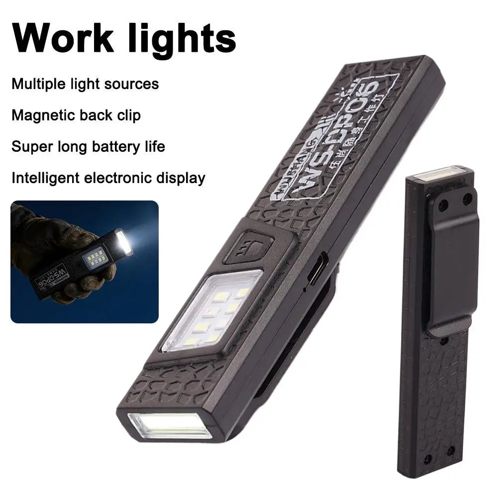 Magnetic & Clamp LED Flashlight Rechargeable Battery Work Light Ultra Bright Portable Pocket Lantern for Camping Edc Flashlight Oasis Select
