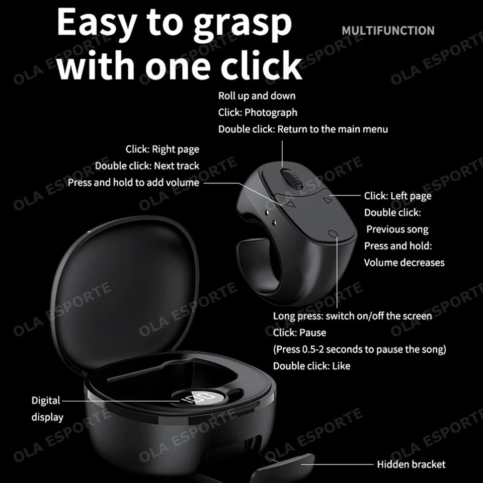 JX-12 Bluetooth Ring Remote – Selfie, Scroll & Page Turner
