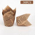50pcs Newspaper Style Baking Cup Cupcake Liner Cupcake Wrapper Molde Cupcake Paper Cups Bakeware Tool for Wedding Birthday Party Oasis Select brown letters