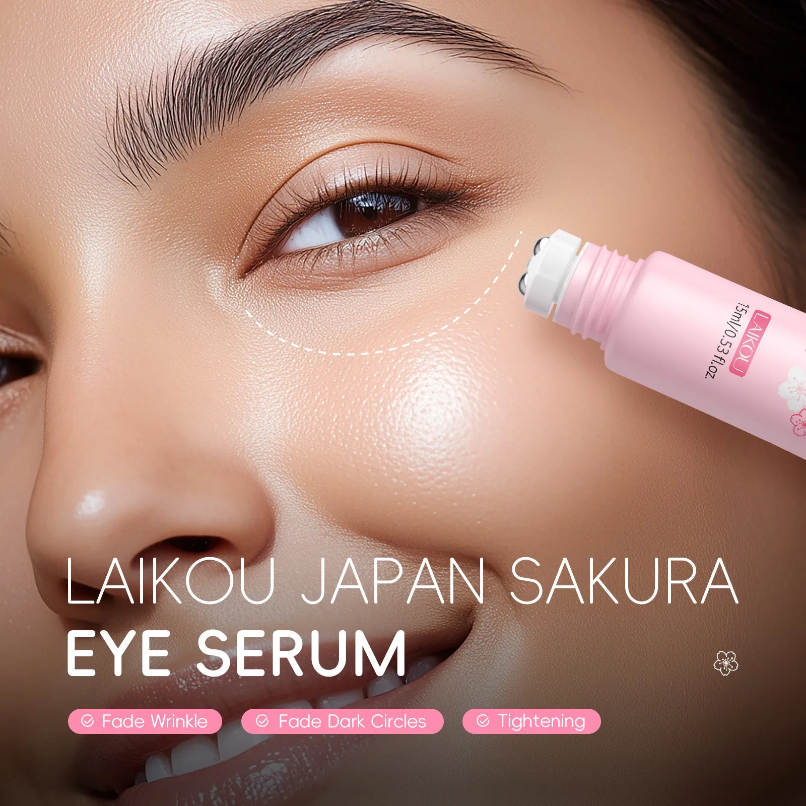 LAIKOU Sakura Anti-Wrinkle Eye Cream – Hyaluronic Acid Roller Eye Serum Cream Oasis Select