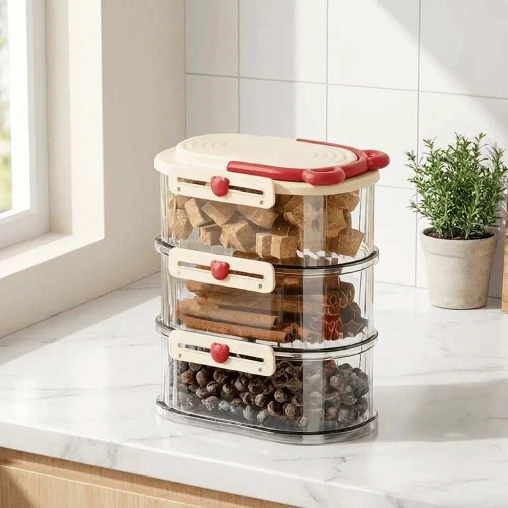Stackable Spice Storage Box | Moisture-Proof Snap-On Lid