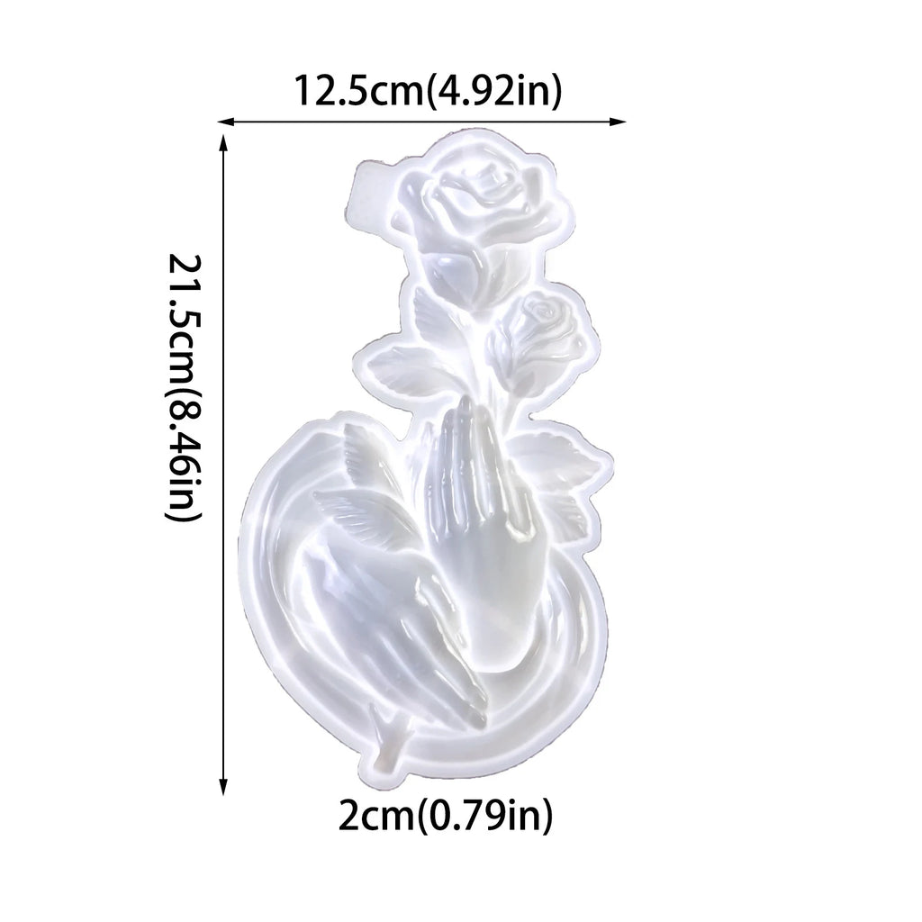 Epoxy Resin Mold 3D Wall Hanging Decor DIY Bouquet Mold Valentine's DIY Rose Ornament Mold For Valentine's Gift Art Projects Oasis Select Translucent