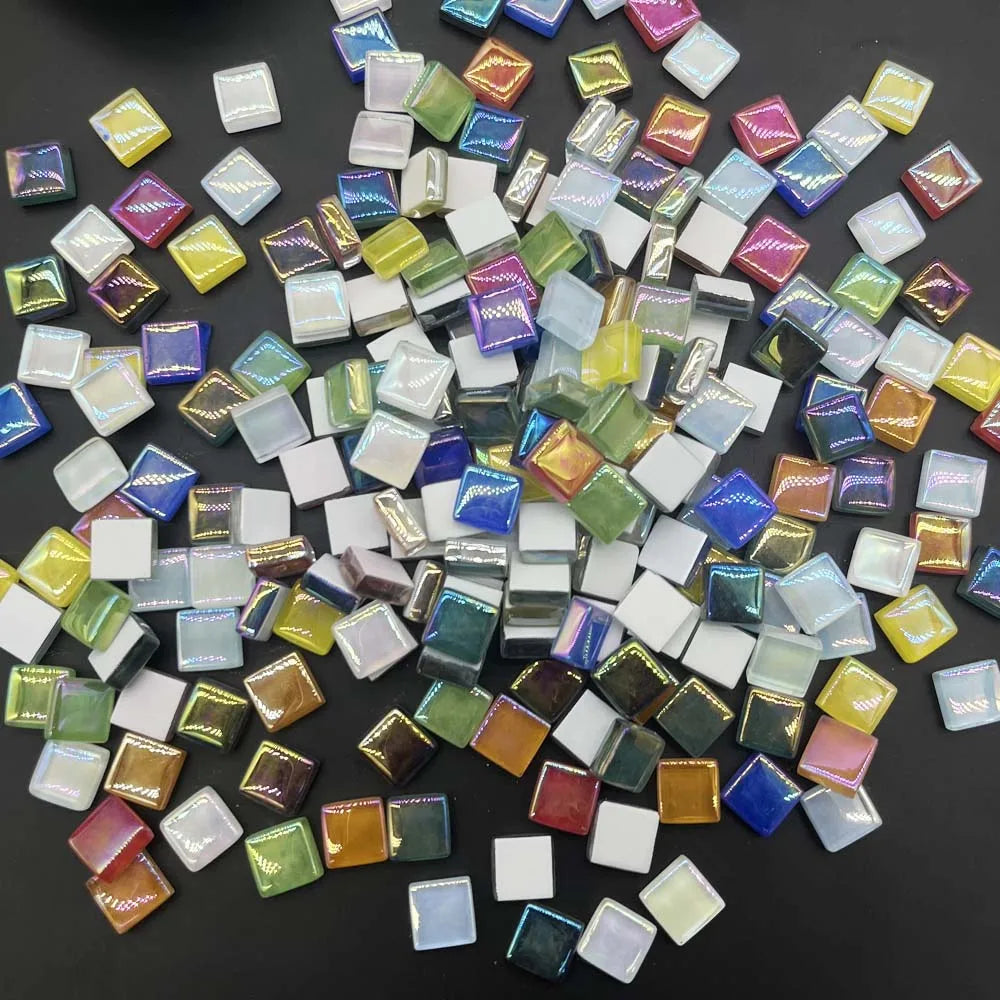 100pcs Crystal Glass Mosaic Tiles, 1 cm Square Craft Tiny Mosaic Tiles Bulk for Craft DIY Hobbies Art Project Mixed Colors Oasis Select