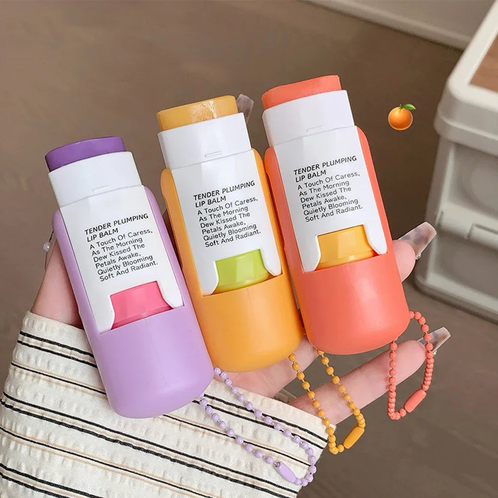 Large Capacity Lip Balm Keychain Pendant, Hydrating & Moisturizing Lip Care Primer Makeup Plumping Clear Lip Gloss Oasis Select
