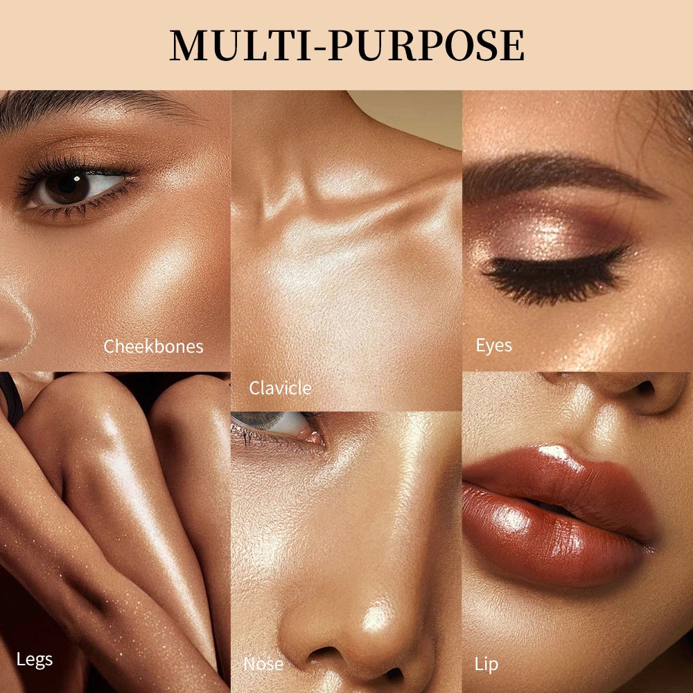 Long-lasting Waterproof Fine Shimmer Highlighter Powder Natural Glossy Effect Brighten Contouring Glitter Modify Face Cosmetics Oasis Select