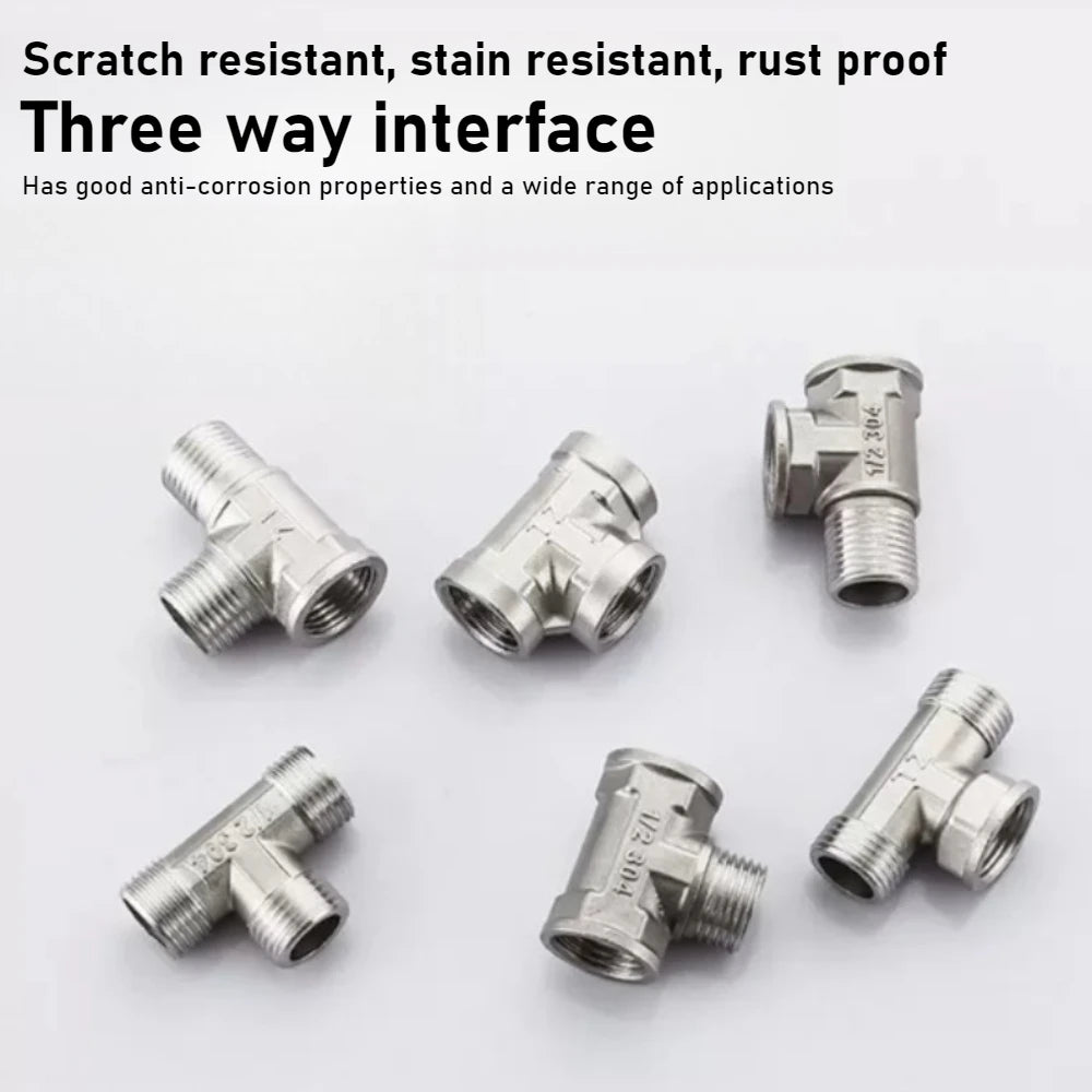 Stainless Steel G1/2 3 Way T-Adapter Bathroom Shower Faucet Water Splitter Toilet Shower Valve Spray Nozzle Converter Oasis Select