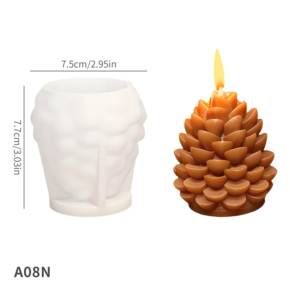 3D Pine Cone Silicone Candle Mold DIY Christmas Pinecone Aromatherapy Plaster Candle Making Mold Acorn Cone Handmade Home Decor Oasis Select Pine Cone 1