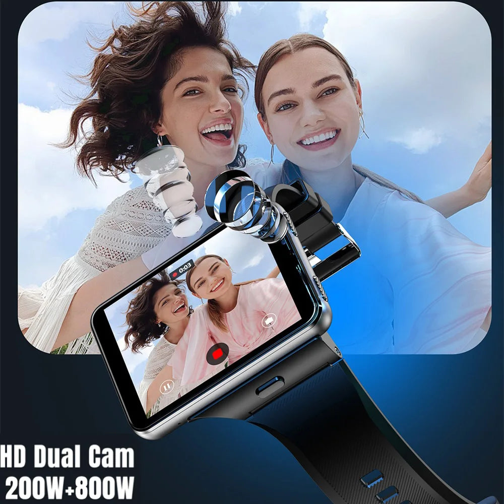 Smartwatch 2MP/8MP Dual Camera 4G Smart Watch Android 11 Men Women 2.88" 4GB RAM 64GB ROM 2300MAh Watches GPS WIFI Compass Gift Oasis Select