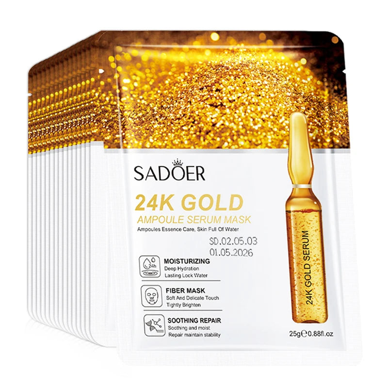 SADOER 24K Gold Face Masks – Firming & Hydrating, 10 Pack Gold Sheet Face Mask Oasis Select Default Title