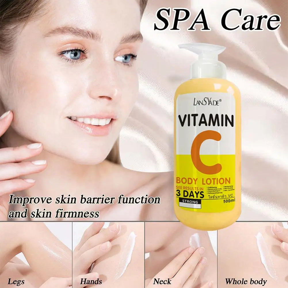 500ml Vitamin C Body Cream Whitening Hydroxy Acids VE Remove Acne Marks Deep Moisturizing Lightening Body Lotion Skin Care Oasis Select