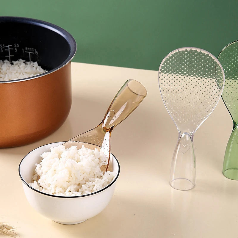 1Pc Vertical Rice Spoon Plastic Non‑Stick Rice Scoop Transparent Thick High Temperature Resistant Rice Cooker Rice Shovel Oasis Select
