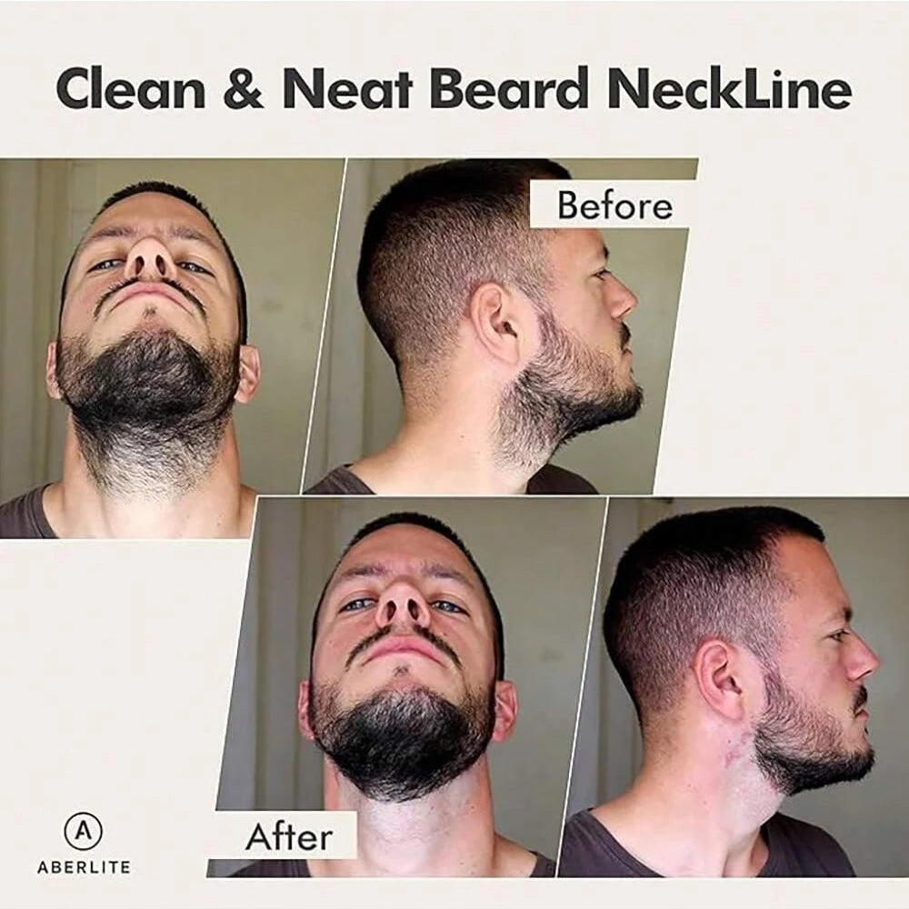 Neckline Shaving Template Beard Shaper Neckline Guide & Trimmer Kit with Stencil for Men's Goatee and Mustache Grooming Oasis Select