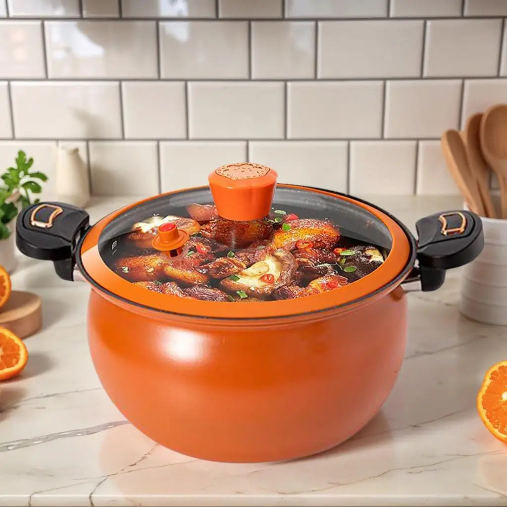 Pressure Cooker Cooking Pot for Stew Fast Heating Non Stick with See Through Lid for Boil Cook Soup Food Home Induction Stoves Oasis Select