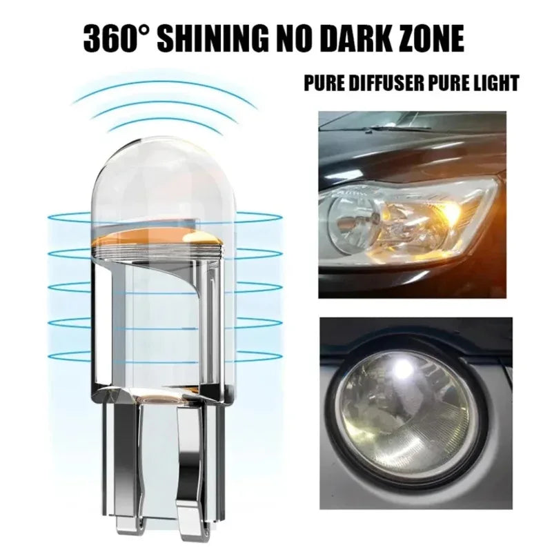 5/10/15pcs 5W LED Canbus T10 Car Lights COB Glass Interior Parts Bulbs 6000K White Auto License Plate Lamp Dome Read Light 12V Oasis Select