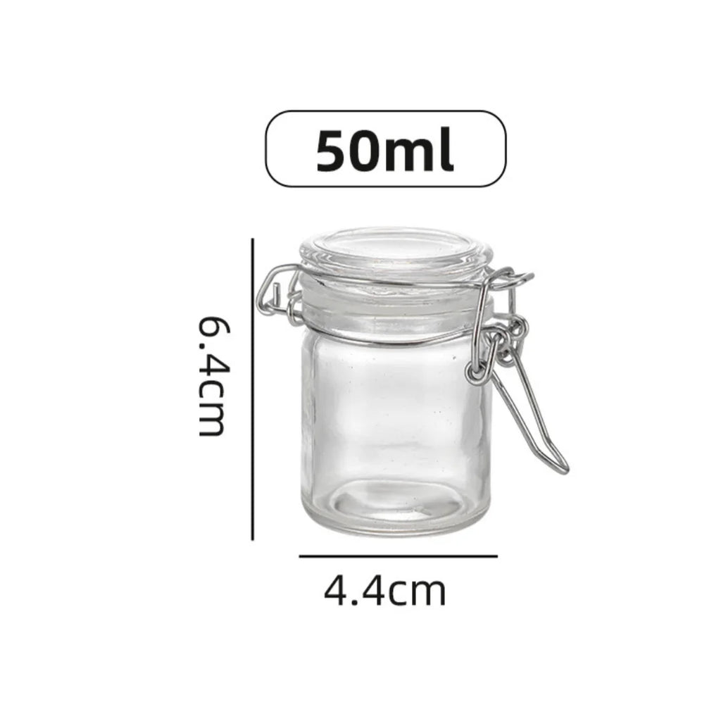 50/100ml Glass Bottle Sealed Storage Jar with Buckle Airtight Locking Lid Big Mouth Kitchen Bottles for Coffee Beans Fruits Nuts Oasis Select 50ml